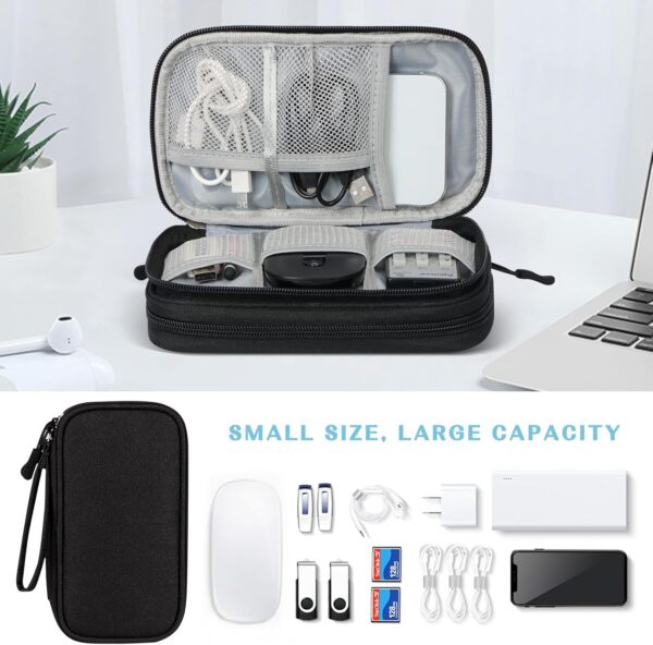 FYY Electronic Organizer, Travel Cable Organizer Bag Pouch Electronic Accessories Carry Case Portable Waterproof Double Layers Storage Bag for Cable, Cord, Charger, Phone, Earphone, Large Size, Black - Image 6