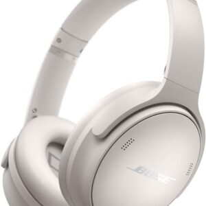 Bose QuietComfort Bluetooth Headphones, Wireless Headphones with Active Over Ear Noise Cancelling and Mic, Deep Bass, Up to 24 Hours of Playtime, White Smoke