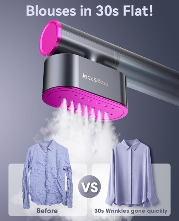 Jack ＆ Rose Travel Steamer for Clothes,100-220V Portable Steamer,15s Heat Up,Steamer ＆ Iron 2 In 1, Travel Size Garment Steamer,Large Ceramic Heat Panel,for Global ＆ Europe Traveling - Image 4