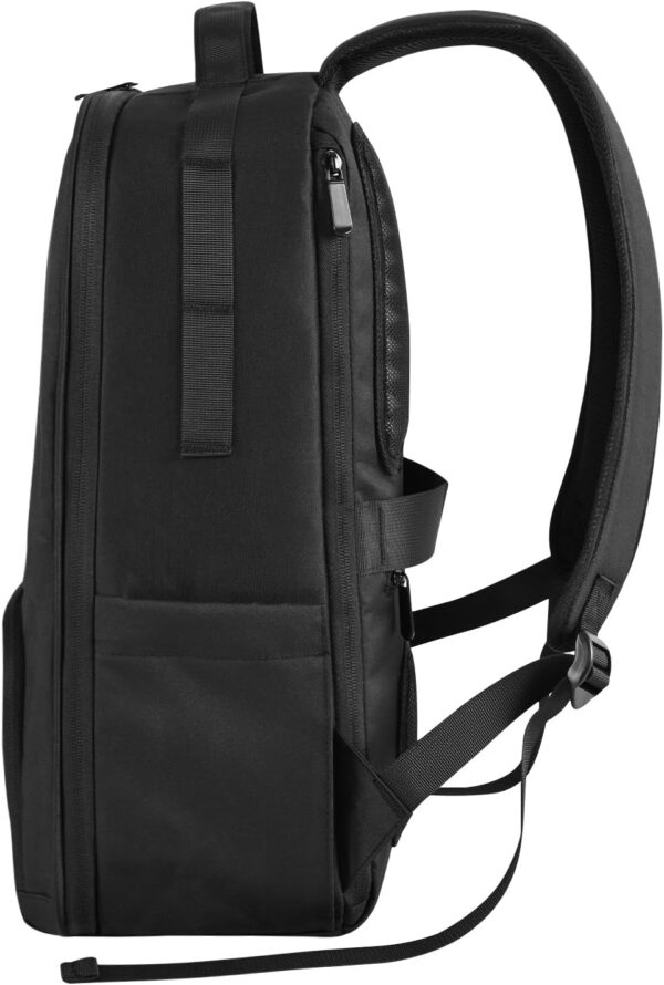 Mens Work Backpack, Black Backpack for Men Women, Bookbag for Men, Book Bag for School Teens, Travel Laptop Backpack Fits 15.6 Inch Notebook, Water Resistant Back Pack with Luggage Strap (Black) - Image 7