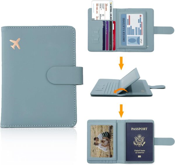 Melsbrinna Rfid Passport Holder for Travel women/Men, Cute Passport Wallet Rfid Blocking Card Slots, Rfid Passport Cover/CaseTravel Wallet, Passport Book Holder (1, Green2) - Image 2