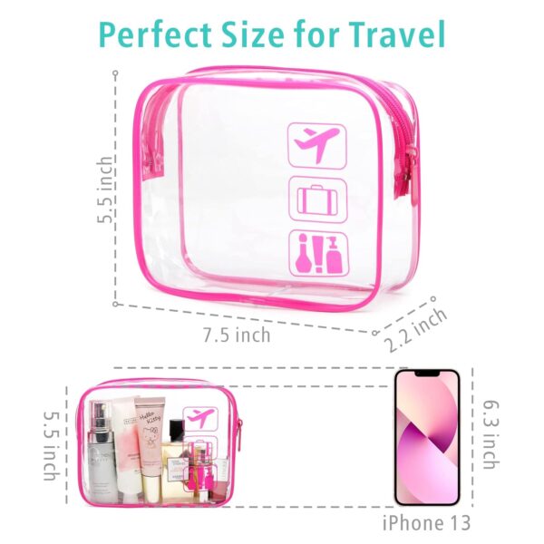 F-color TSA Approved Toiletry Bag - 5 Pack Clear Toiletry Bags Quart Size Travel Bag, Clear Cosmetic Makeup Bags for Women Men, Carry on Airport Airline Compliant Bag, 5 Colors(for age 12 or above) - Image 3