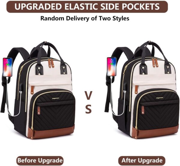 Laptop Backpack for Women Bag - 15.6 inch Work Travel Backpack with USB Charger College Bookbag Waterproof Business Computer Backpack Anti-theft Casual Backpacks for Nurse Teacher Beige Black Brown - Image 8