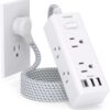 Power Strip Surge Protector - One Beat 6 Widely Outlets with 3 USB Ports (1 USB C), 5 Ft Extension Cord Flat Plug, Wall Mount Outlet Extender Small Power Strip for Travel Home Office College Dorm Room