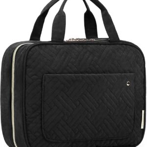 BAGSMART Toiletry Bag Travel Bag with Hanging Hook, Water-resistant Makeup Cosmetic Bag Travel Organizer for Accessories, Shampoo, Full-size Container, Toiletries (Black, Medium)