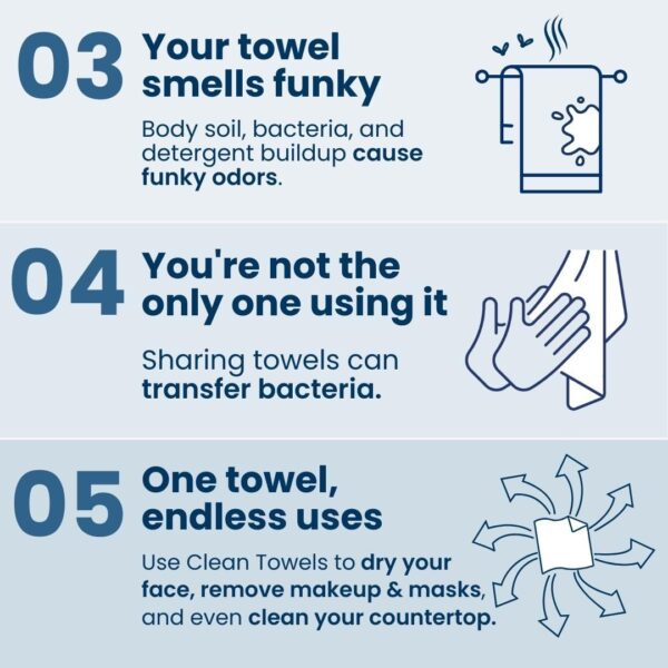 Clean Skin Club Clean Towels XL™, 100% USDA Biobased Face Towel, Disposable Face Towelette, Eczema Association Accepted, Makeup Remover Dry Wipes, Ultra Soft, 50 Ct, 1 Pack - Image 5