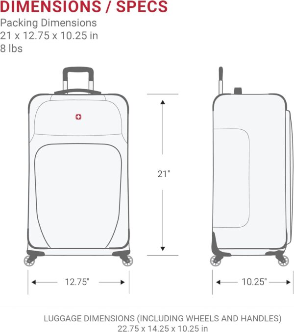 SwissGear Sion Softside Expandable Luggage, Black, Carry-On 21-Inch - Image 6