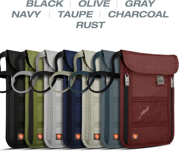 Lewis N. Clark RFID Blocking Stash Neck Wallet, Travel Pouch + Passport Holder for Women & Men, Navy, One Size - Image 4
