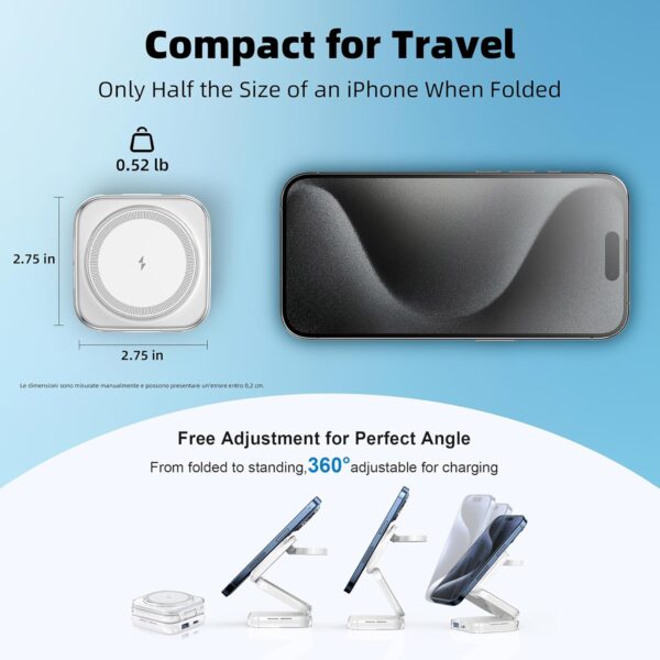 Wireless Charger for MagSafe, AC Island 5-in-1 Portable Travel Charging Station, 15W Max Fast Foldable Magnetic Stand, Evolved for iPhone 16/15/14/13 Series, Apple Watch, AirPods (with 35W Adapter) - Image 5