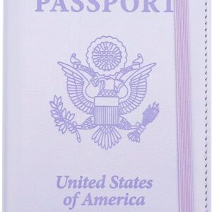Passport Holder for Travel, Leather Passport Holder RFID Blocking Passport Cover Wallet Passport Case with Pen Holder Passport Holders for Travel Women Men Family Travels Must Haves Essentials,Purple
