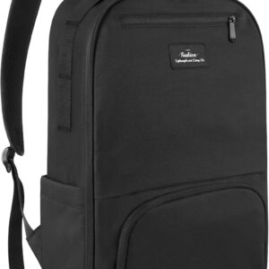Mens Work Backpack, Black Backpack for Men Women, Bookbag for Men, Book Bag for School Teens, Travel Laptop Backpack Fits 15.6 Inch Notebook, Water Resistant Back Pack with Luggage Strap (Black)