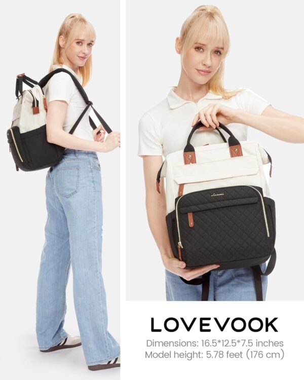 LOVEVOOK Laptop Backpack for Women, 15.6'' Waterproof Nurse Bag Teacher Work Backpack Purse for Women, Travel Computer Backpack for College Office Business Ladies - Image 5