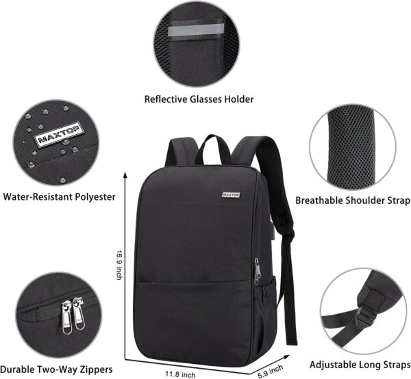 MAXTOP Deep Storage Laptop Backpack with USB Charging Port[Water Resistant] College Computer Bookbag Fits 15 Inch Laptop Black - Image 7