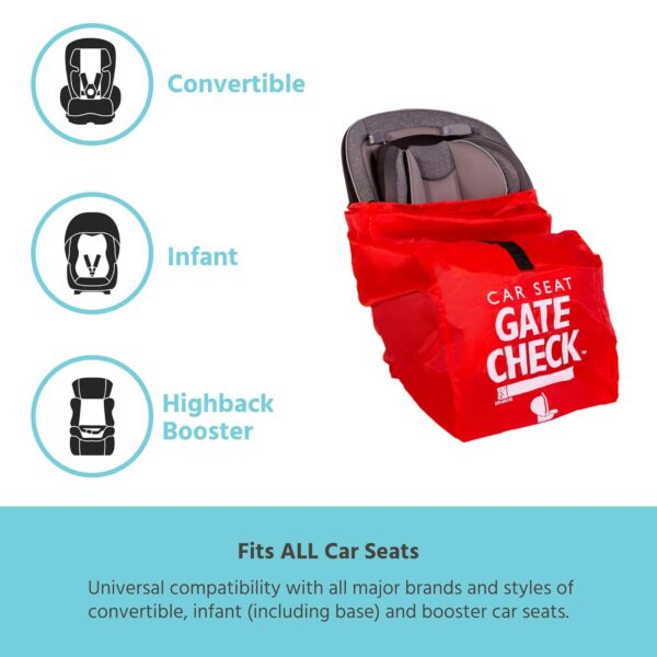 J.L. Childress Gate Check Bag for Car Seats - Travel Bag for Airplane - Includes AIRTAG Holder - Fits All Baby Car Seats, Infant Carriers & Child Booster Seats, Red - Image 5
