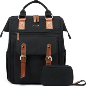 LOVEVOOK Laptop Backpack for Women Work Travel Backpack Purse, Commuter Business Computer Bag Teacher Nurse Bags, College School Backpack Student Bookbag with Multi-Pockets, 15.6 Inch, Black-brown