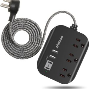 Cruise Ship Essentials - Mifaso Power Strip with USB, Mountable Flat Plug Power Strip with 3 Outlets 4 USB Ports(Smart 3.1A), 5ft Braided Extension Cord, Compact for Cruise Ship, Travel, Home, Dorm