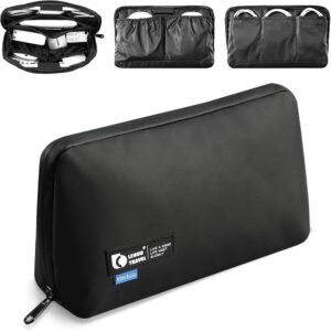 RIGHT AWAY Travel Tech Pouch，Waterproof Cord Case，Electronics Organizer Travel Case，Cable Organizer Storage Bag For Phone, Charger, Accessories(BLACK)