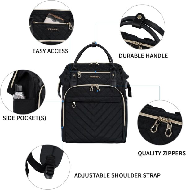 KROSER Laptop Backpack 17" Stylish Backpack Water Repellent College Casual Daypack with USB Port Travel Business Work Bag for Men/Women-Quilted - Image 5