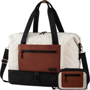 LOVEVOOK Weekender Bags for Women, Puffer Travel Duffel Bags for Woman, Large Hospital Bag for Women Labor Delivery with Shoe Compartment, Carry On Overnight Bag, Personal Item Travel Bag for Airplane