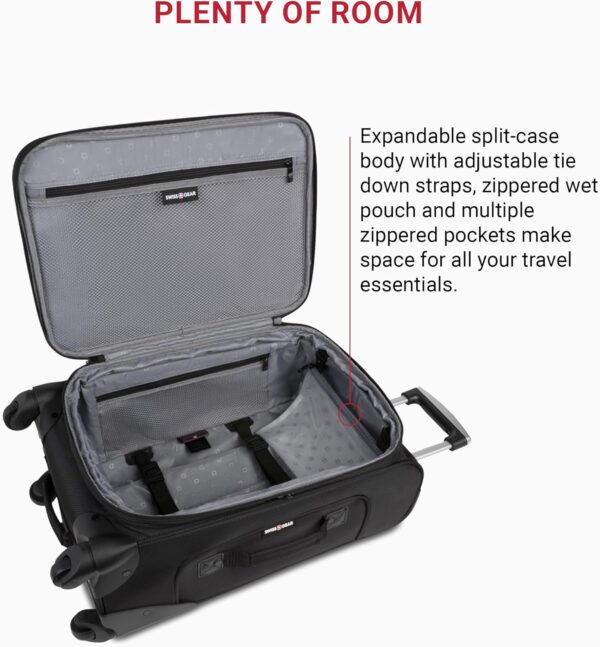 SwissGear Sion Softside Expandable Luggage, Black, Carry-On 21-Inch - Image 4