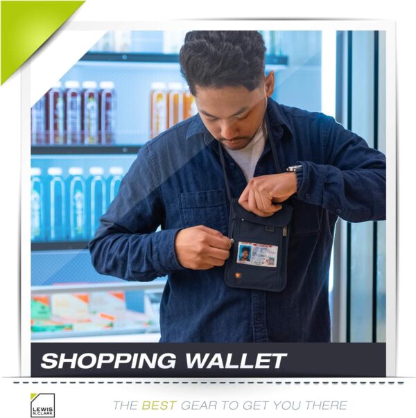 Lewis N. Clark RFID Blocking Stash Neck Wallet, Travel Pouch + Passport Holder for Women & Men, Navy, One Size - Image 6