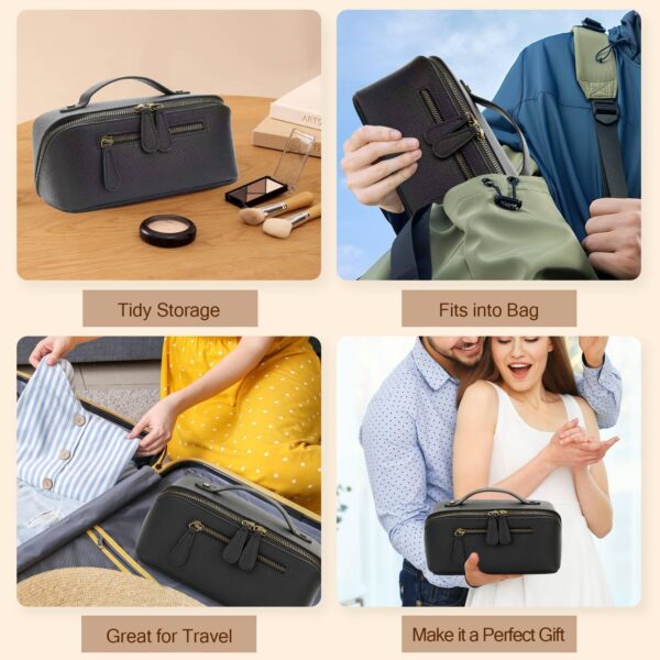 Electronic Organizer Travel Case, Portable Waterproof PU Leather Tech Pouch, Accessories Storage Bag, Compact Travel Cord Organizer for Cable, Charger, Phone, Earbuds (3L Black) - Image 7