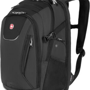 SwissGear Travel Tech Elite Laptop Backpack – Fits Laptops up to 16” – ScanSmart TSA-Friendly Backpack with USB Port, Shoe Compartment & Organizer Pockets – Heather Grey