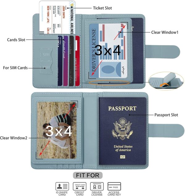 Melsbrinna Rfid Passport Holder for Travel women/Men, Cute Passport Wallet Rfid Blocking Card Slots, Rfid Passport Cover/CaseTravel Wallet, Passport Book Holder (1, Green2) - Image 3