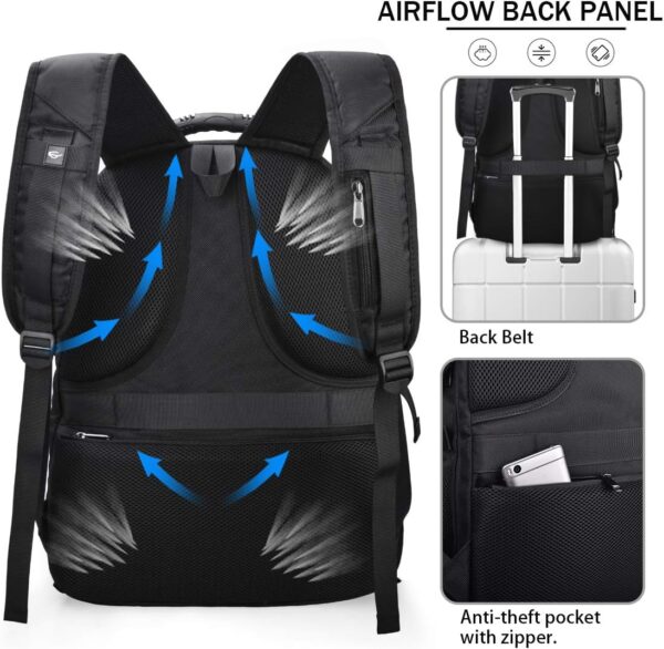 NUBILY Laptop Backpack 17 Inch Waterproof Extra Large TSA Travel Backpack Anti Theft College Business Mens Backpacks with USB Charging Port 17.3 Gaming Computer Backpack for Women Men Black 45L - Image 6