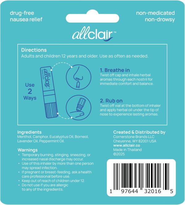 Nausea Relief Inhaler - All-Natural Remedy for Motion Sickness, Morning Sickness, Stress, and Queasiness - Fast-Acting, Drug-Free, Non-Drowsy & Portable Travel Essential - Pack of 2 Inhalers - Image 9
