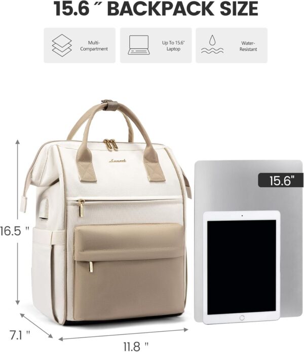 LOVEVOOK Laptop Backpack for Women Teacher Nurse Bag, 15.6 Inch Womens Work Bags, Waterproof Travel Backpack Purse, Business Computer Laptop Bag with USB Port - Image 2