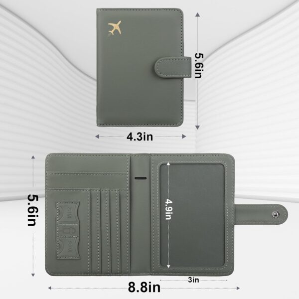 GOAUS Passport Holder for Travel with Airtag Card Slots, Money Pocket, Women Men RFID Blocking Wallet Book Case Green - Image 6