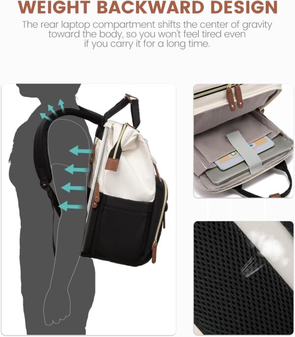 LOVEVOOK Laptop Backpack for Women, 15.6'' Waterproof Nurse Bag Teacher Work Backpack Purse for Women, Travel Computer Backpack for College Office Business Ladies - Image 4