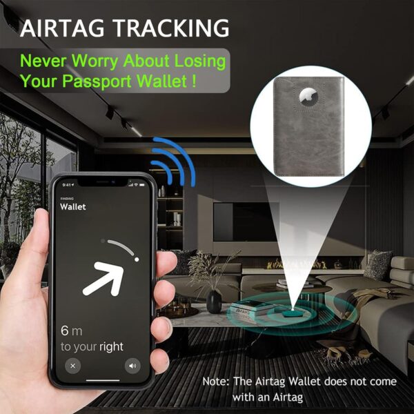 Airtag Passport Holder Cover Wallet Travel Essentials RFID Blocking Leather Card Case International Must Haves Travel Accessories for Women Men(119#Grey) - Image 6
