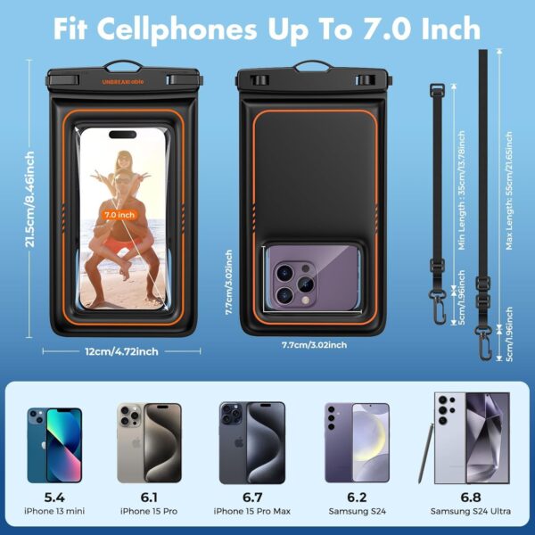 UNBREAKcable Floating Waterproof Phone Pouch 2 Pack, IPX8 Waterproof Phone Case Dry Bag Kayak/Beach/Cruise Travel Essentials, Water Proof Pouch for iPhone 16 15 Pro Max, Samsung S25 Ultra S24 S23-7" - Image 6