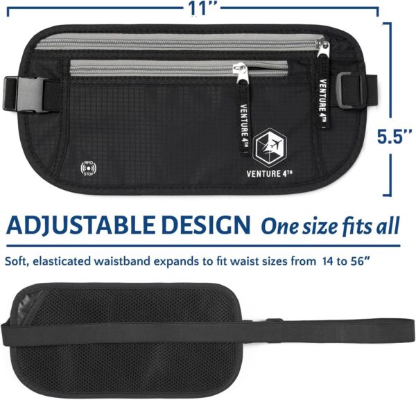 Slim Minimalist Design Money Belt, RFID Blocking for Men & Women - Ideal for Keeping Your Cash, Credit Card, Passport, Phone Safe When Traveling (Black) - Image 2