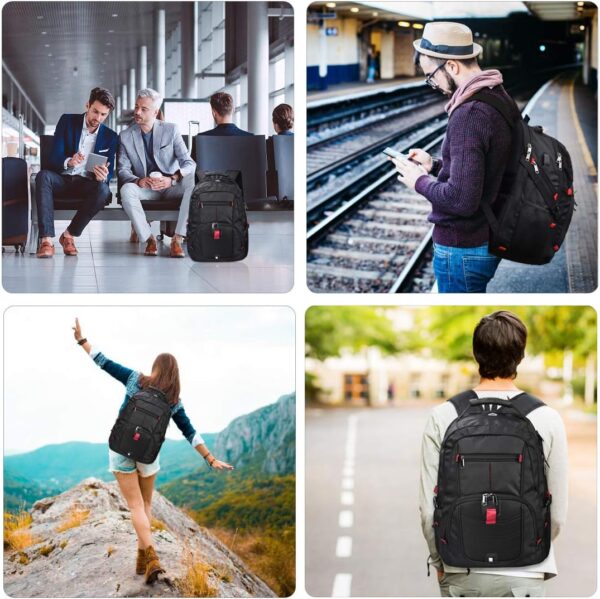 NUBILY Laptop Backpack 17 Inch Waterproof Extra Large TSA Travel Backpack Anti Theft College Business Mens Backpacks with USB Charging Port 17.3 Gaming Computer Backpack for Women Men Black 45L - Image 10