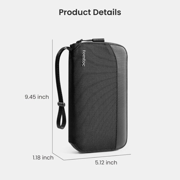 tomtoc Passport Holder Family with RFID Blocking, Passport Wallet Women Men, with Airtag & Sim Card Holder and Eject Pin, Travel Document Organizer with Wrist Strap, Up to 4 Passports, Water-resistant - Image 9