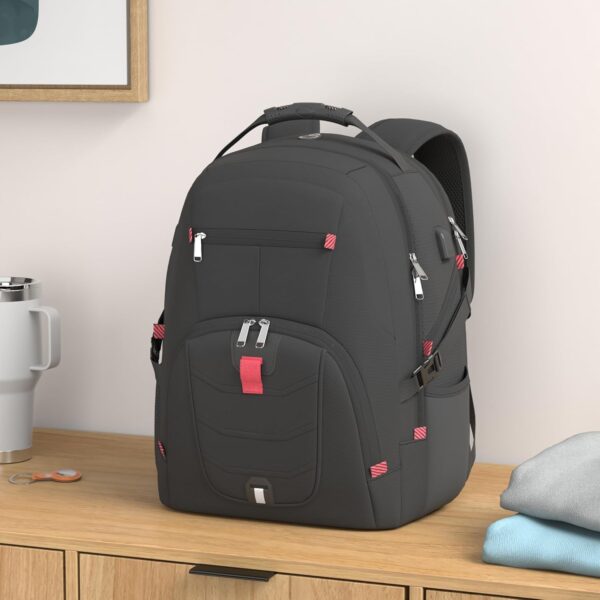 NUBILY Laptop Backpack 17 Inch Waterproof Extra Large TSA Travel Backpack Anti Theft College Business Mens Backpacks with USB Charging Port 17.3 Gaming Computer Backpack for Women Men Black 45L - Image 2