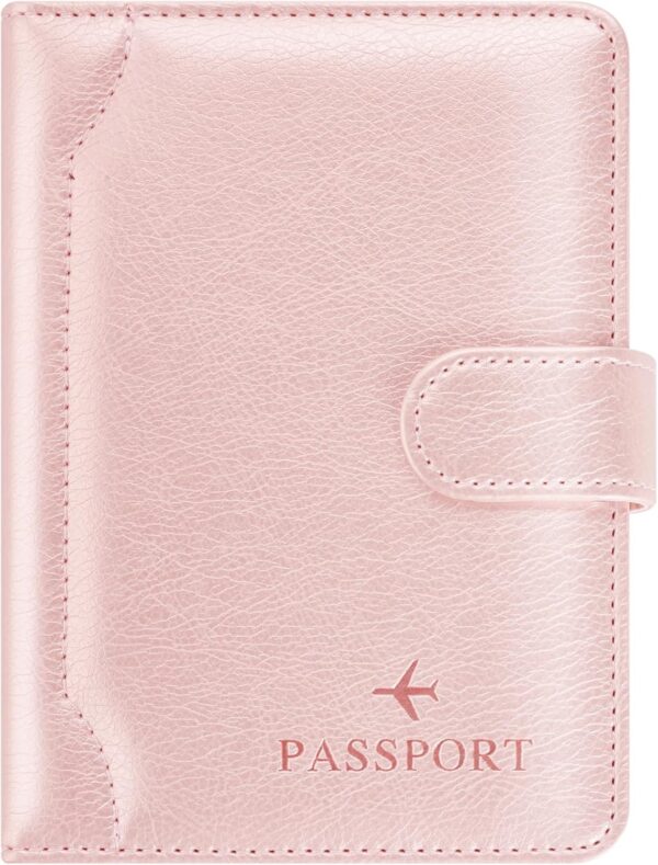 Herain Rose Gold Passport Holder for Travel, Passport Cover Wallet Case Women Men Family Cruise Ship Essentials, RFID Passport Book Holders Travel Gifts Vacation Must Haves