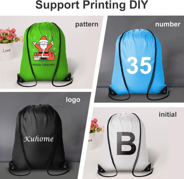 6Pcs Drawstring Backpacks Bulk String Bag Cinch Sack Pack Storage Knapsack Polyester Gift Bags Sports Drawstring Bags for Trip Gym Party Bags(6 Colors) - Image 2