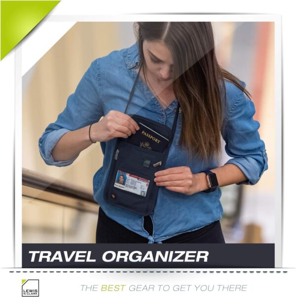 Lewis N. Clark RFID Blocking Stash Neck Wallet, Travel Pouch + Passport Holder for Women & Men, Navy, One Size - Image 7
