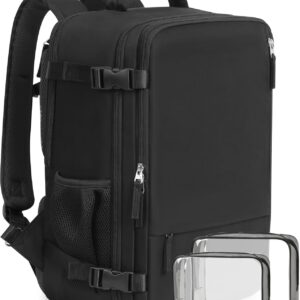 Beraliy Travel Backpack for Men Women, Large Carry On Backpack, Personal Item Bag Airline Approved, 17 inch Laptop Backpack, Business Work Gym Weekender Bag, Black