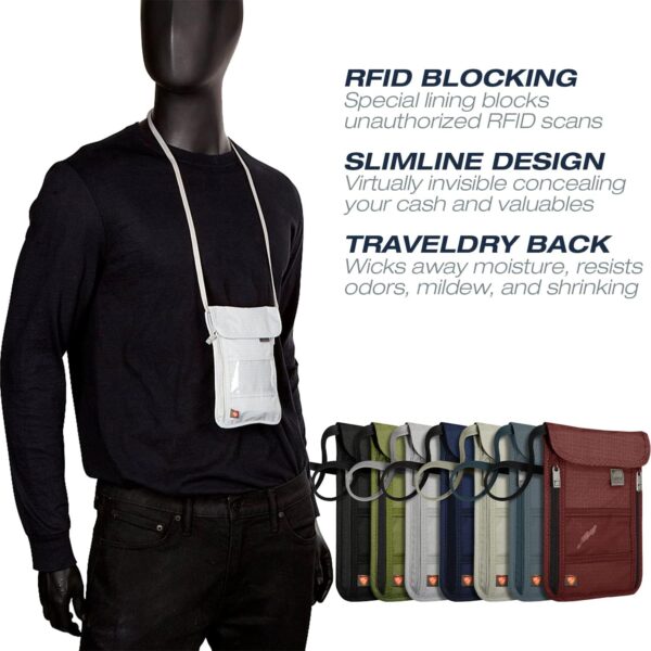 Lewis N. Clark RFID Blocking Stash Neck Wallet, Travel Pouch + Passport Holder for Women & Men, Navy, One Size - Image 2