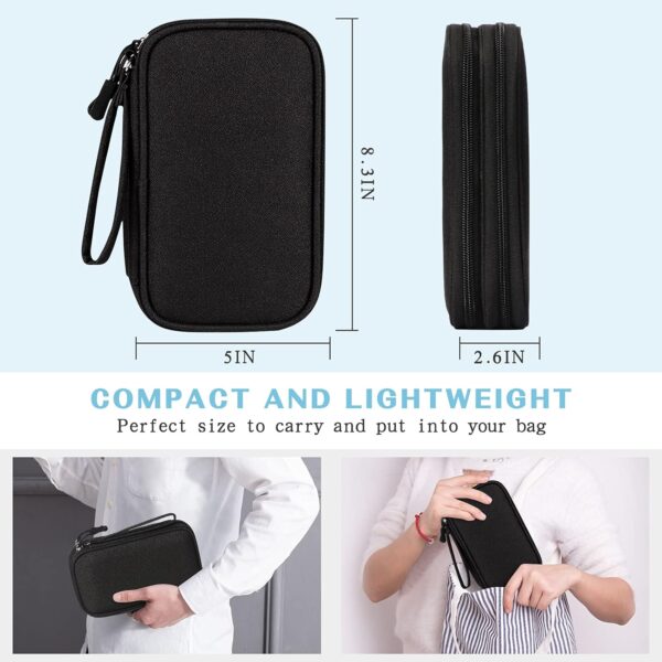 FYY Electronic Organizer, Travel Cable Organizer Bag Pouch Electronic Accessories Carry Case Portable Waterproof Double Layers Storage Bag for Cable, Cord, Charger, Phone, Earphone, Large Size, Black - Image 2