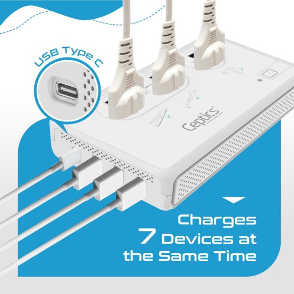 Ceptics 2000W Travel Voltage Converter for Hair Dryer & 200W Convert 220V to 110V for Curling Iron, Straightener, Chargers, Step Down World Power 4 USB Charging QC 3.0 SWadApt Type A, B, C, E/F, G, I - Image 5