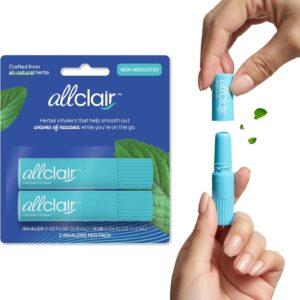 Nausea Relief Inhaler - All-Natural Remedy for Motion Sickness, Morning Sickness, Stress, and Queasiness - Fast-Acting, Drug-Free, Non-Drowsy & Portable Travel Essential - Pack of 2 Inhalers