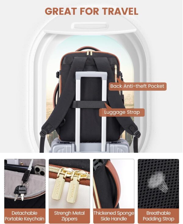 LOVEVOOK Travel Backpack for Women,35L Carry On Backpack for Airplanes,15.6 Inch Laptop Personal Item Travel Bag,TSA Approved Carry On Luggage,Waterproof Weekender Business Hiking Bag - Image 7