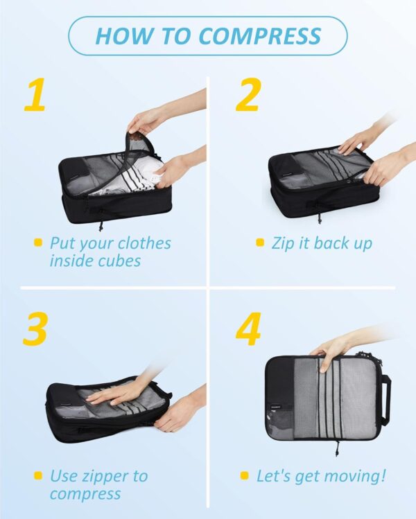 BAGSMART 6 Set Compression Packing Cubes - Lightweight Travel Essentials, Durable Luggage Organizer - Image 5