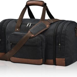 Litvyak Duffle Bag for Travel, Canvas Travel Duffel Bags Overnight Weekend Gym Carry On Luggage Bag for Men & Women(Black)